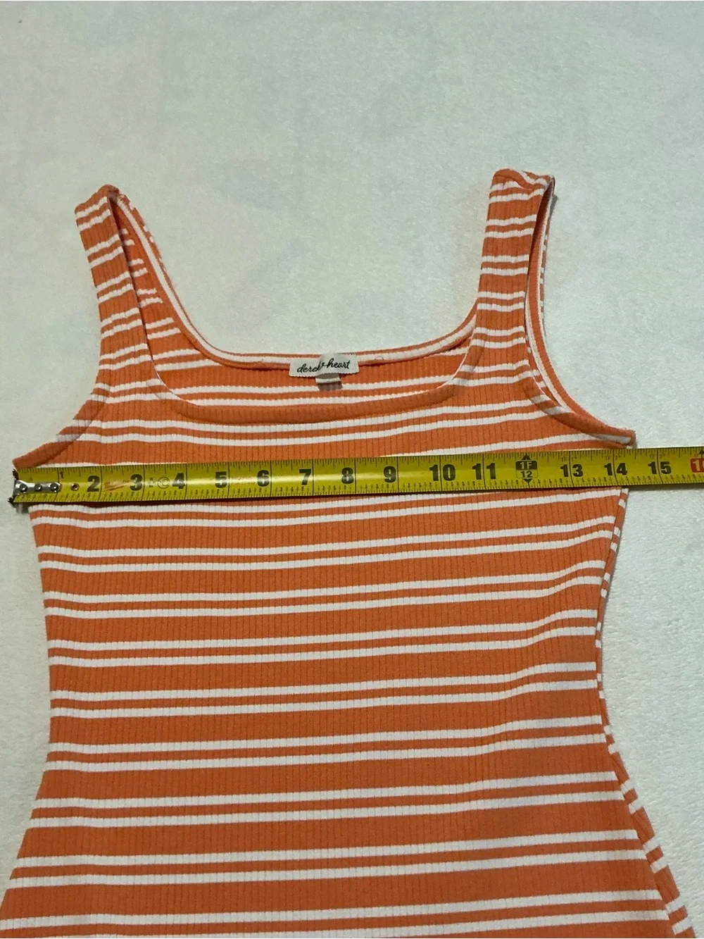 Derek Heart Striped Ribbed Bodycon Tank Dress Orange White Casual Mini Size S